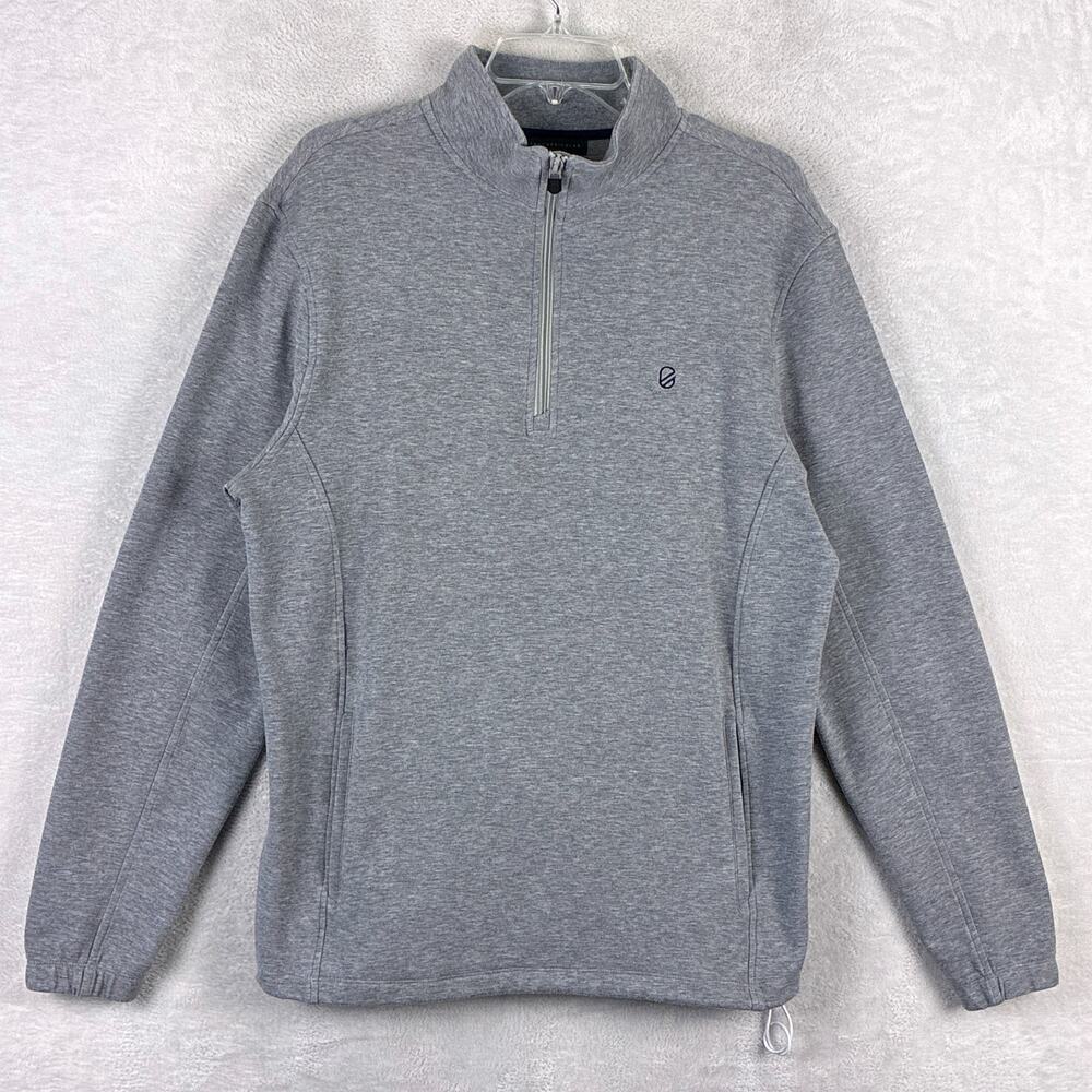 Extracurricular 1/4 Zip Sweater Men L Gray Organic Cotton Pullover Stretch Golf